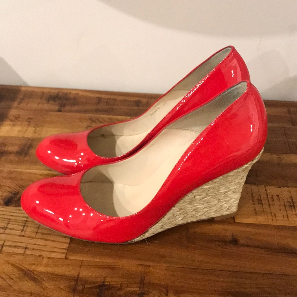 Red Patent Wedge Pumps - Women